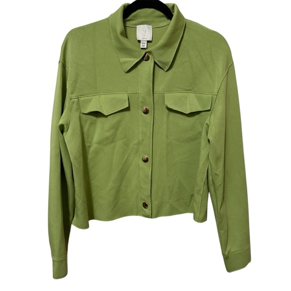 Joie Green Snap Button Up Women'sLightweight Jacket Sz M